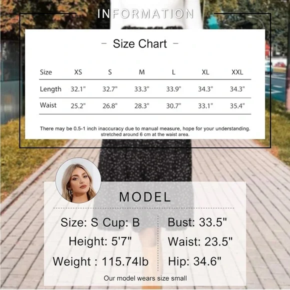 EXLURA women’s high waisted polka dot pleated midi skirt - Picture 4 of 9